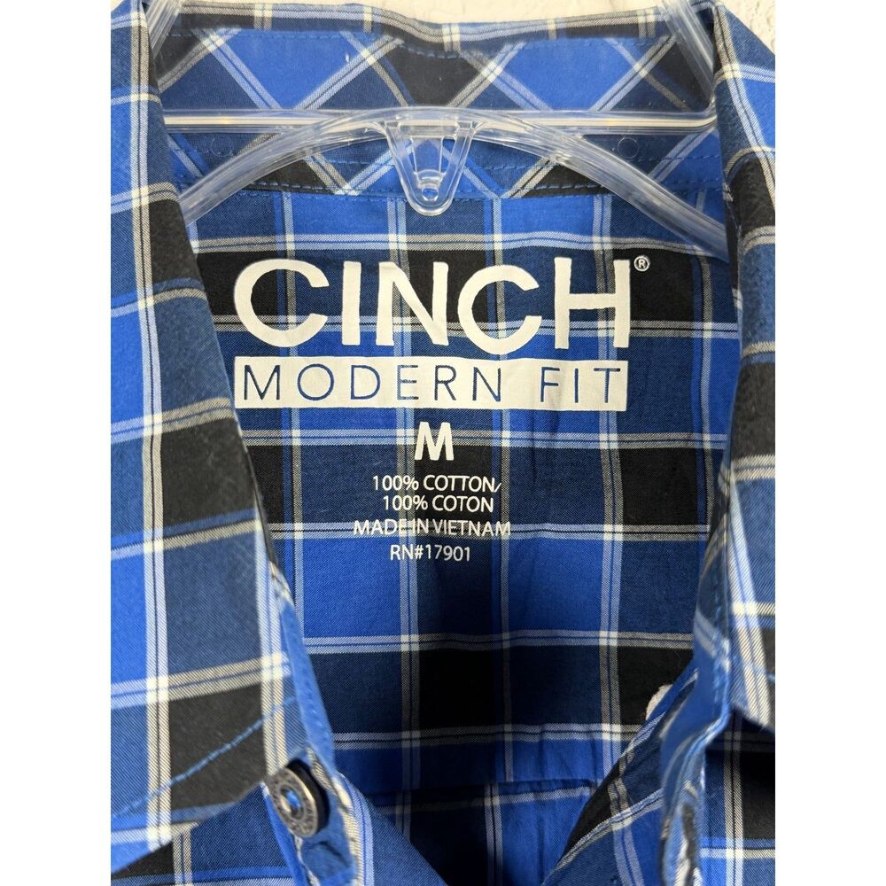 Cinch Modern Fit Mens Plaid Long Sleeve Button Down Western Cowboy Shirt Size M - Picture 4 of 11